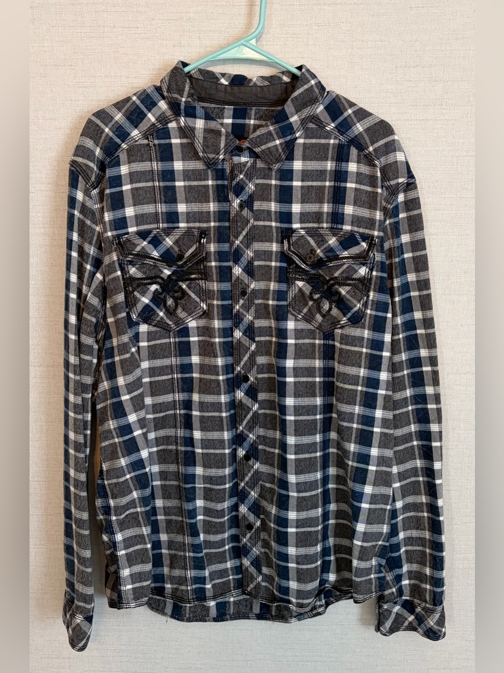 Men’s XL Rock Revival Plaid Button-Down Shirt